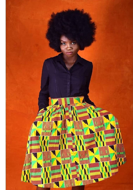 Pleated Kente Skirt